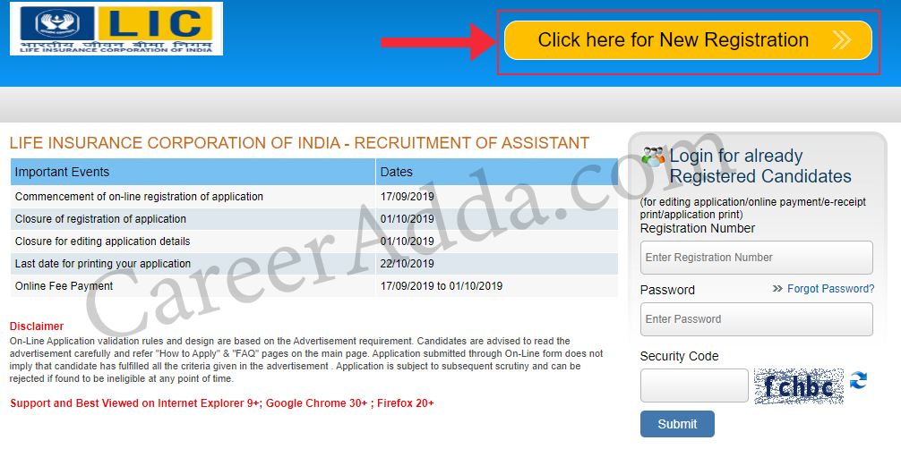 LIC Assistant Apply Online
